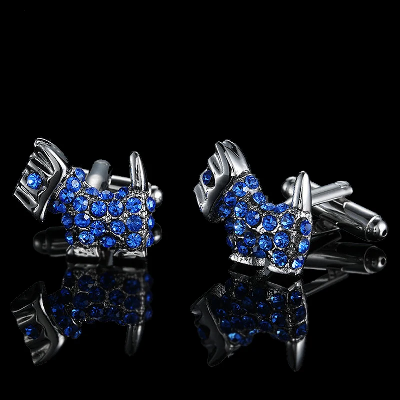 Summer new high quality brass hand inlaid Blue Crystal zircon Cufflinks classic style men's jewelry gifts
