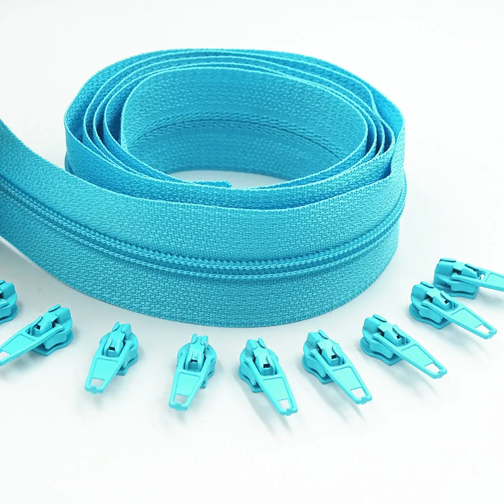 3#10 Meters Zipper By The Yard Nylon Coil Zippers with 20pcs Zipper Slider for Purses, Bags and Other Sewing Projects