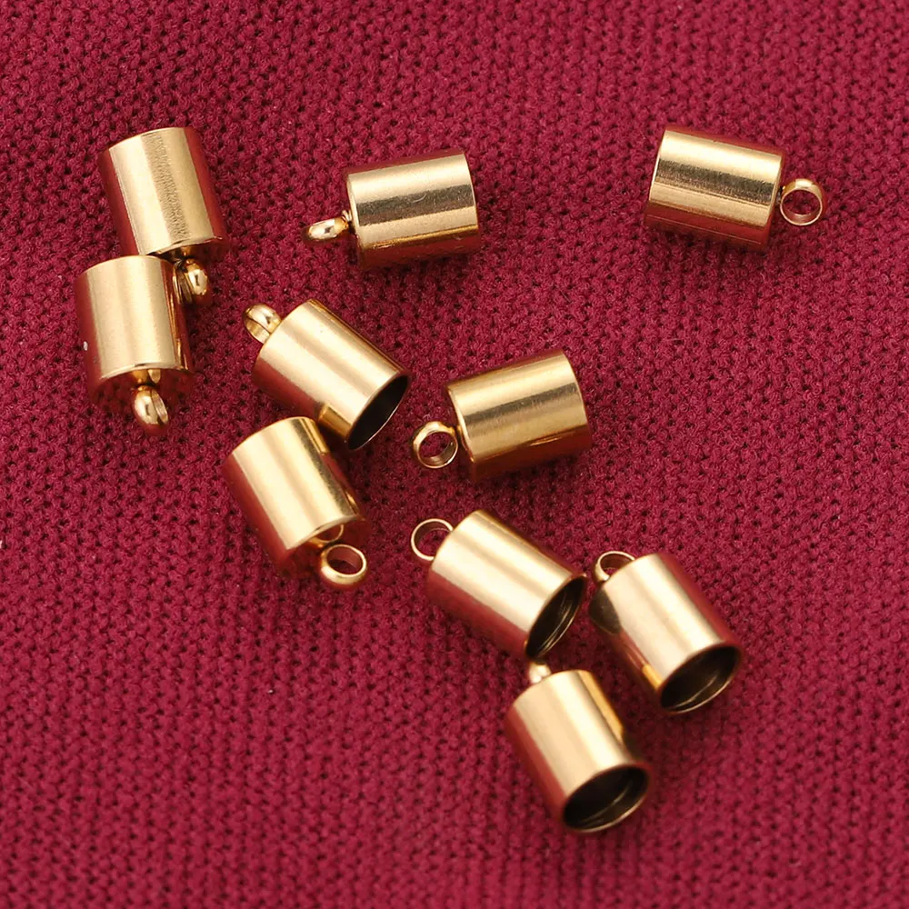 10pcs Lot Stainless Steel Silver Gold Clasps Cords End Caps Cord for Diy Jewelry Making Bracelet Necklace DIY Jewelry Findings