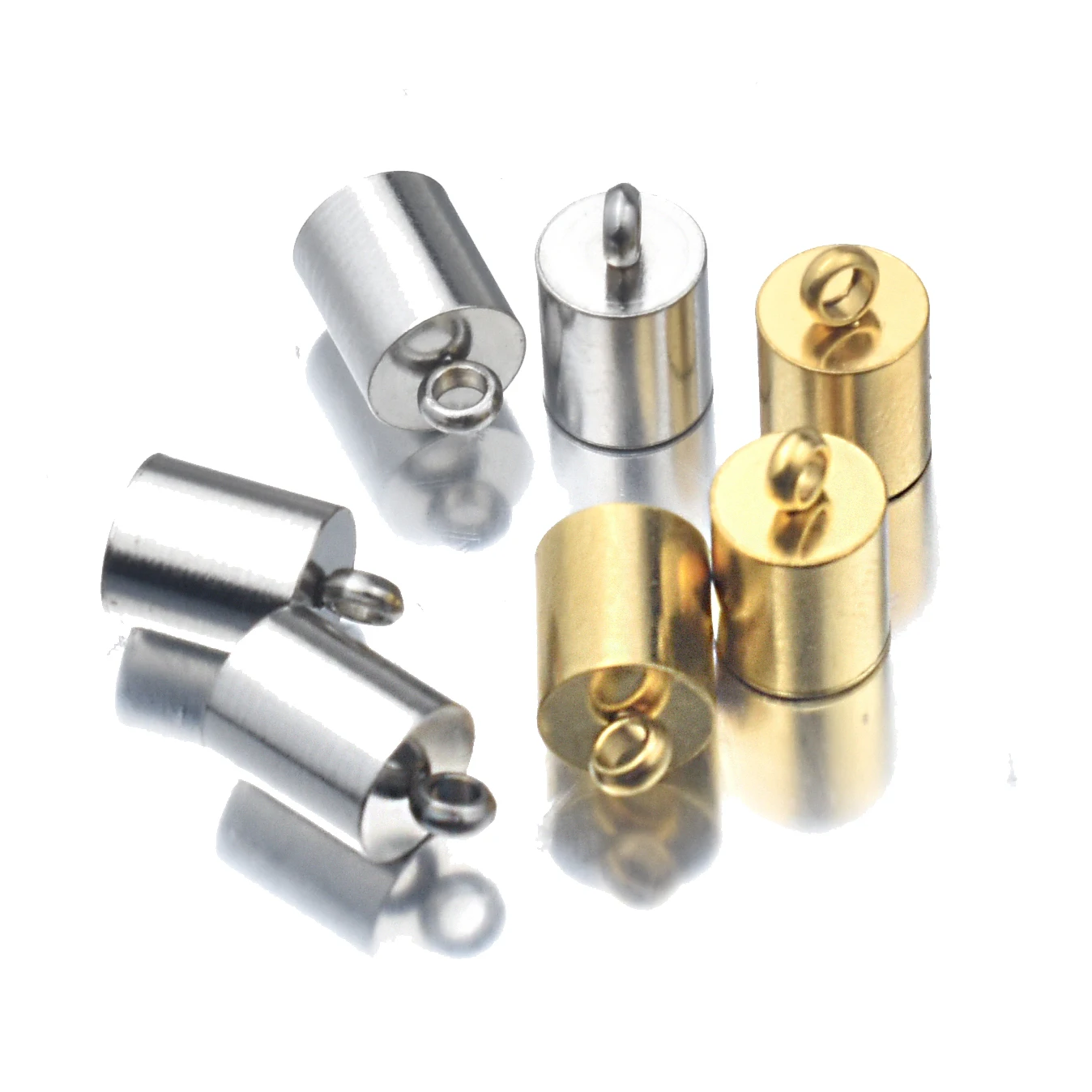 10pcs Lot Stainless Steel Silver Gold Clasps Cords End Caps Cord for Diy Jewelry Making Bracelet Necklace DIY Jewelry Findings