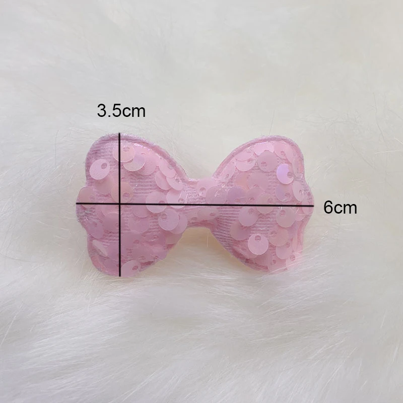 42Pcs/Lot 6*3.5cm Glitter Sequin Bowknot Padded Appliques For DIY Headband Accessories And Craft Clothes Sewing Supplies