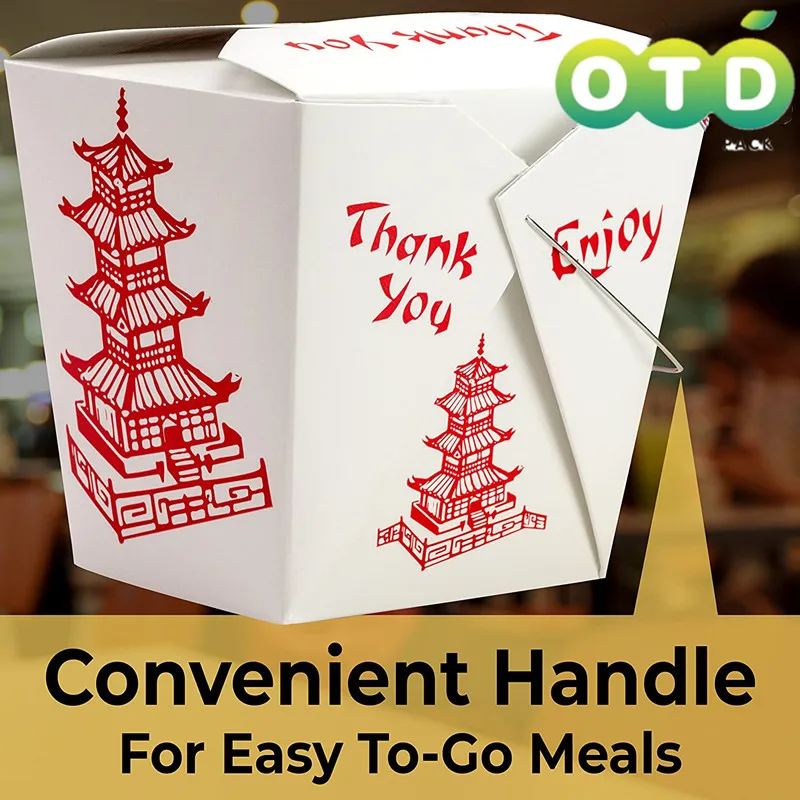 15/25/50 Pcs Pagoda Wire Handle Chinese Takeout Food Containers Disposable Noodle Boxes Meal Prep