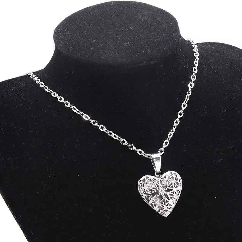 Copper Color Love Heart Locket Pendants for Women Men Openable Photo Frame Glossy Family Pet Picture Necklace Family Love Gift