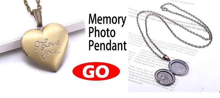 Copper Color Love Heart Locket Pendants for Women Men Openable Photo Frame Glossy Family Pet Picture Necklace Family Love Gift