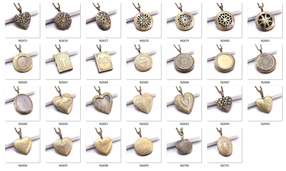 Copper Color Love Heart Locket Pendants for Women Men Openable Photo Frame Glossy Family Pet Picture Necklace Family Love Gift