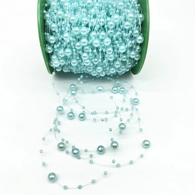 2 Yards 8+3mm Christmas Decoration Fishing Line Artificial Pearls Beads Chain Garland Flowers Wedding Party  #Ro