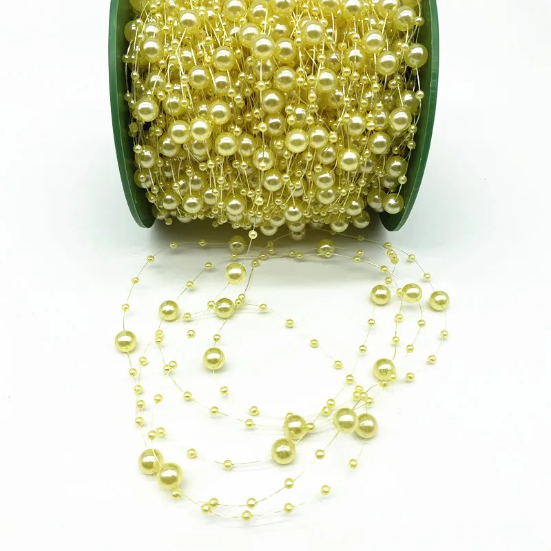 2 Yards 8+3mm Christmas Decoration Fishing Line Artificial Pearls Beads Chain Garland Flowers Wedding Party  #Ro
