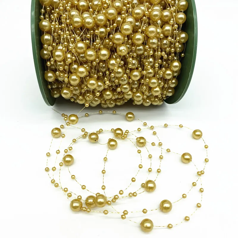 2 Yards 8+3mm Christmas Decoration Fishing Line Artificial Pearls Beads Chain Garland Flowers Wedding Party  #Ro