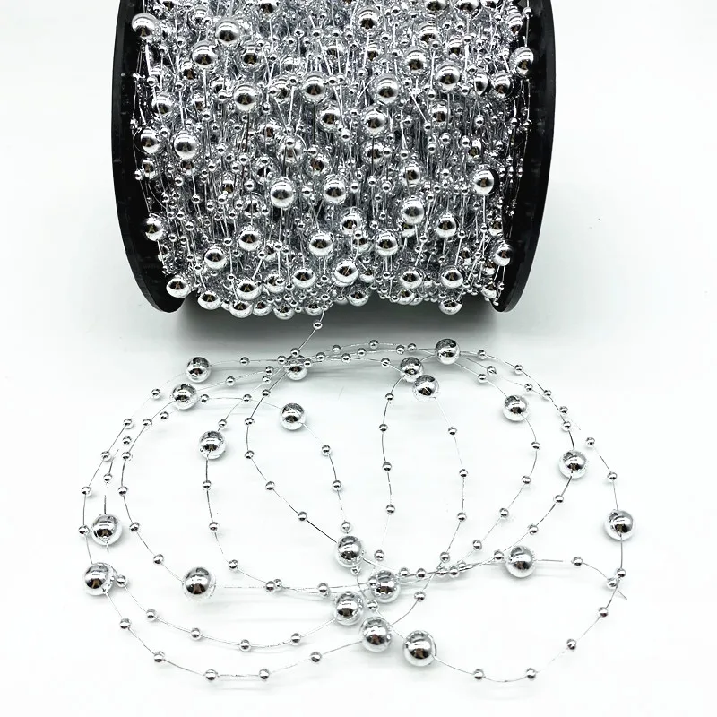 2 Yards 8+3mm Christmas Decoration Fishing Line Artificial Pearls Beads Chain Garland Flowers Wedding Party  #Ro