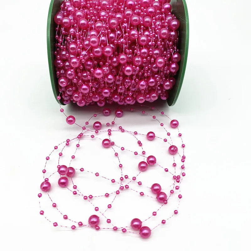 2 Yards 8+3mm Christmas Decoration Fishing Line Artificial Pearls Beads Chain Garland Flowers Wedding Party  #Ro