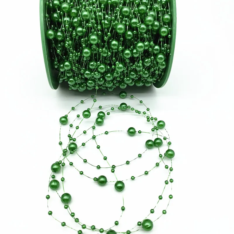 2 Yards 8+3mm Christmas Decoration Fishing Line Artificial Pearls Beads Chain Garland Flowers Wedding Party  #Ro