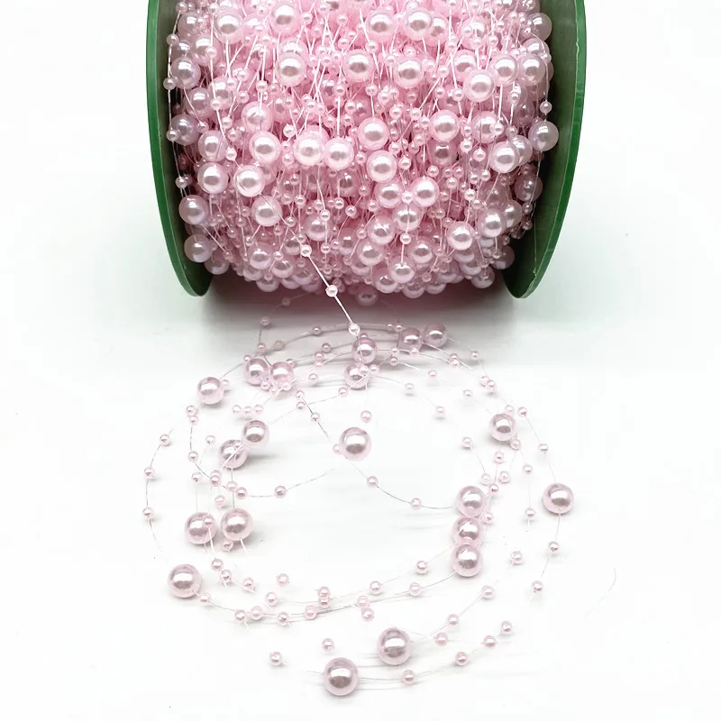 2 Yards 8+3mm Christmas Decoration Fishing Line Artificial Pearls Beads Chain Garland Flowers Wedding Party  #Ro
