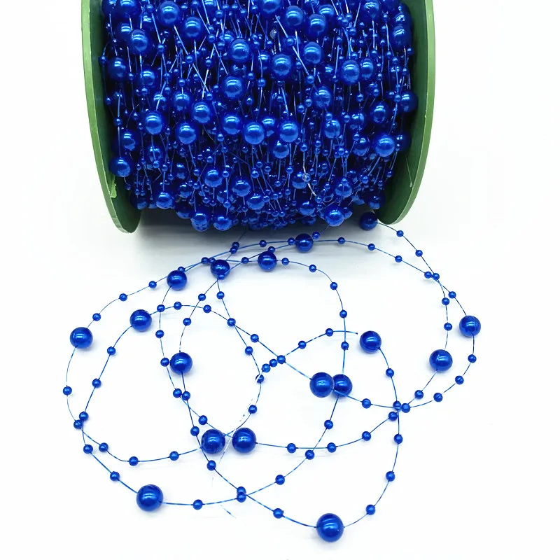 2 Yards 8+3mm Christmas Decoration Fishing Line Artificial Pearls Beads Chain Garland Flowers Wedding Party  #Ro