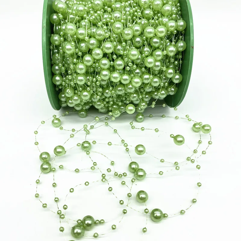 2 Yards 8+3mm Christmas Decoration Fishing Line Artificial Pearls Beads Chain Garland Flowers Wedding Party  #Ro