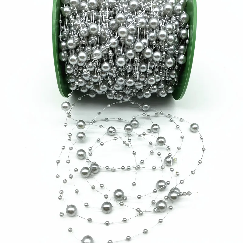 2 Yards 8+3mm Christmas Decoration Fishing Line Artificial Pearls Beads Chain Garland Flowers Wedding Party  #Ro