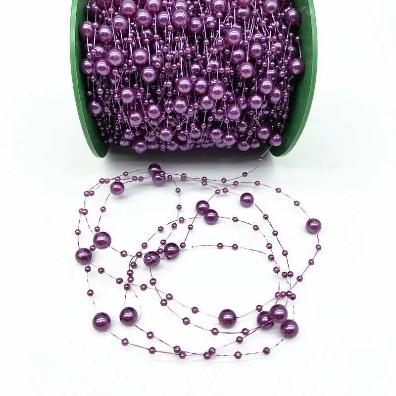 2 Yards 8+3mm Christmas Decoration Fishing Line Artificial Pearls Beads Chain Garland Flowers Wedding Party  #Ro