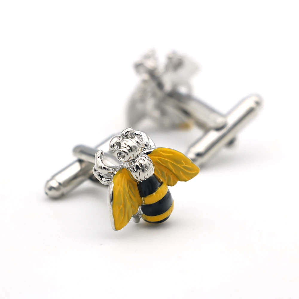 iGame Cute Bee Cuff Links Yellow Color Wasp Design Quality Brass Material Men's Cufflinks Wholesale & Retail