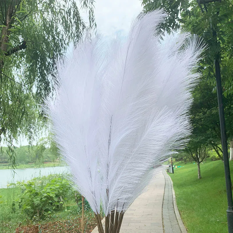 5Pcs Faux Pampas Grass Large 120/100/85cm Flower Bouquet Fake Artificial Pampas Grass Decor Tall Fluffy Stems Living Room Decor