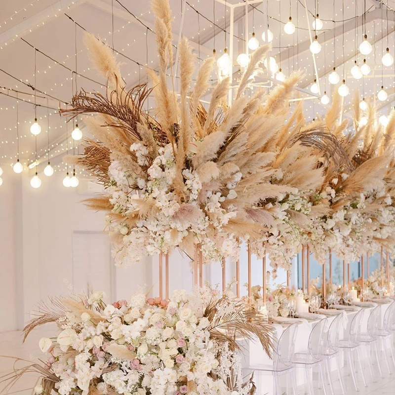 5Pcs Faux Pampas Grass Large 120/100/85cm Flower Bouquet Fake Artificial Pampas Grass Decor Tall Fluffy Stems Living Room Decor