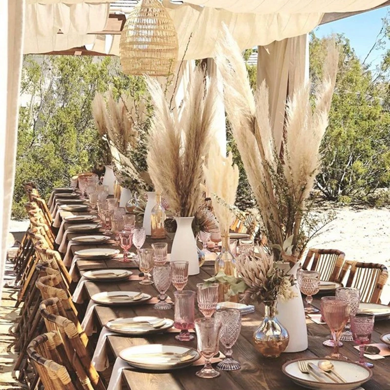 5Pcs Faux Pampas Grass Large 120/100/85cm Flower Bouquet Fake Artificial Pampas Grass Decor Tall Fluffy Stems Living Room Decor