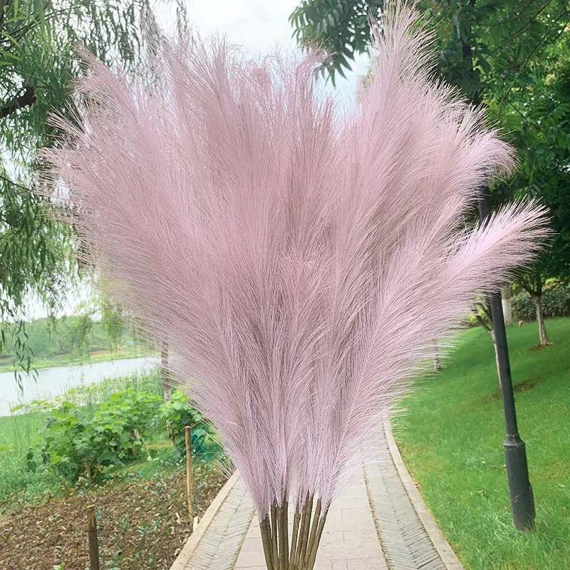 5Pcs Faux Pampas Grass Large 120/100/85cm Flower Bouquet Fake Artificial Pampas Grass Decor Tall Fluffy Stems Living Room Decor