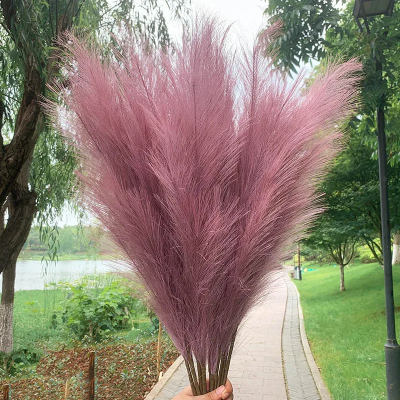 5Pcs Faux Pampas Grass Large 120/100/85cm Flower Bouquet Fake Artificial Pampas Grass Decor Tall Fluffy Stems Living Room Decor