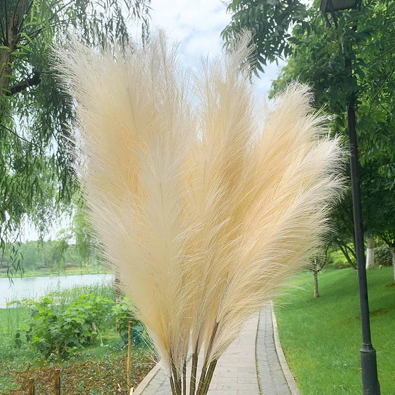 5Pcs Faux Pampas Grass Large 120/100/85cm Flower Bouquet Fake Artificial Pampas Grass Decor Tall Fluffy Stems Living Room Decor