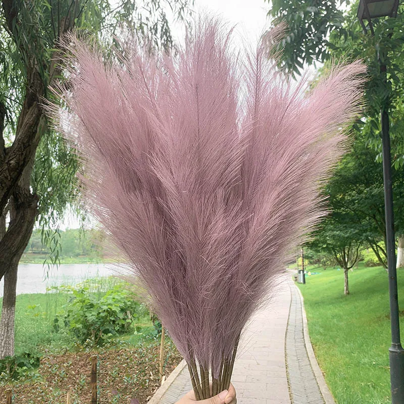 5Pcs Faux Pampas Grass Large 120/100/85cm Flower Bouquet Fake Artificial Pampas Grass Decor Tall Fluffy Stems Living Room Decor