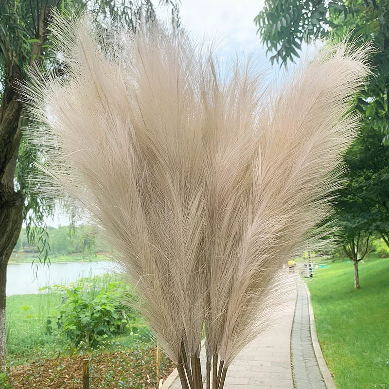 5Pcs Faux Pampas Grass Large 120/100/85cm Flower Bouquet Fake Artificial Pampas Grass Decor Tall Fluffy Stems Living Room Decor