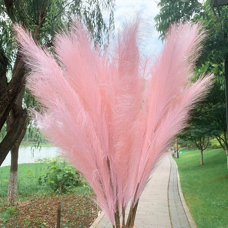 5Pcs Faux Pampas Grass Large 120/100/85cm Flower Bouquet Fake Artificial Pampas Grass Decor Tall Fluffy Stems Living Room Decor