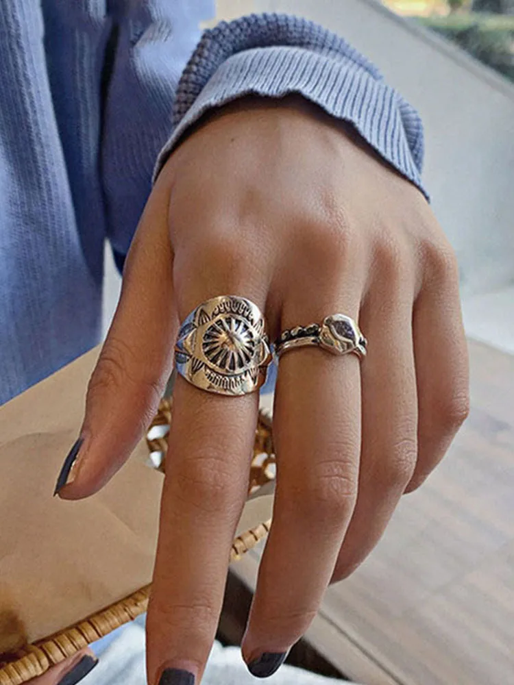 BFCLUB Silver Color Punk Hiphop Rings for Women Couples New Fashion Vintage Handmade Thai Silver Party Jewelry Gifts