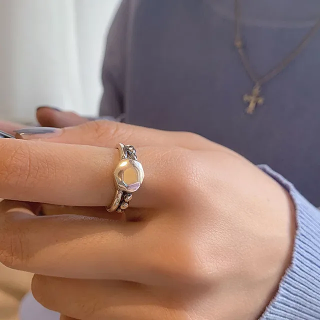 BFCLUB Silver Color Punk Hiphop Rings for Women Couples New Fashion Vintage Handmade Thai Silver Party Jewelry Gifts
