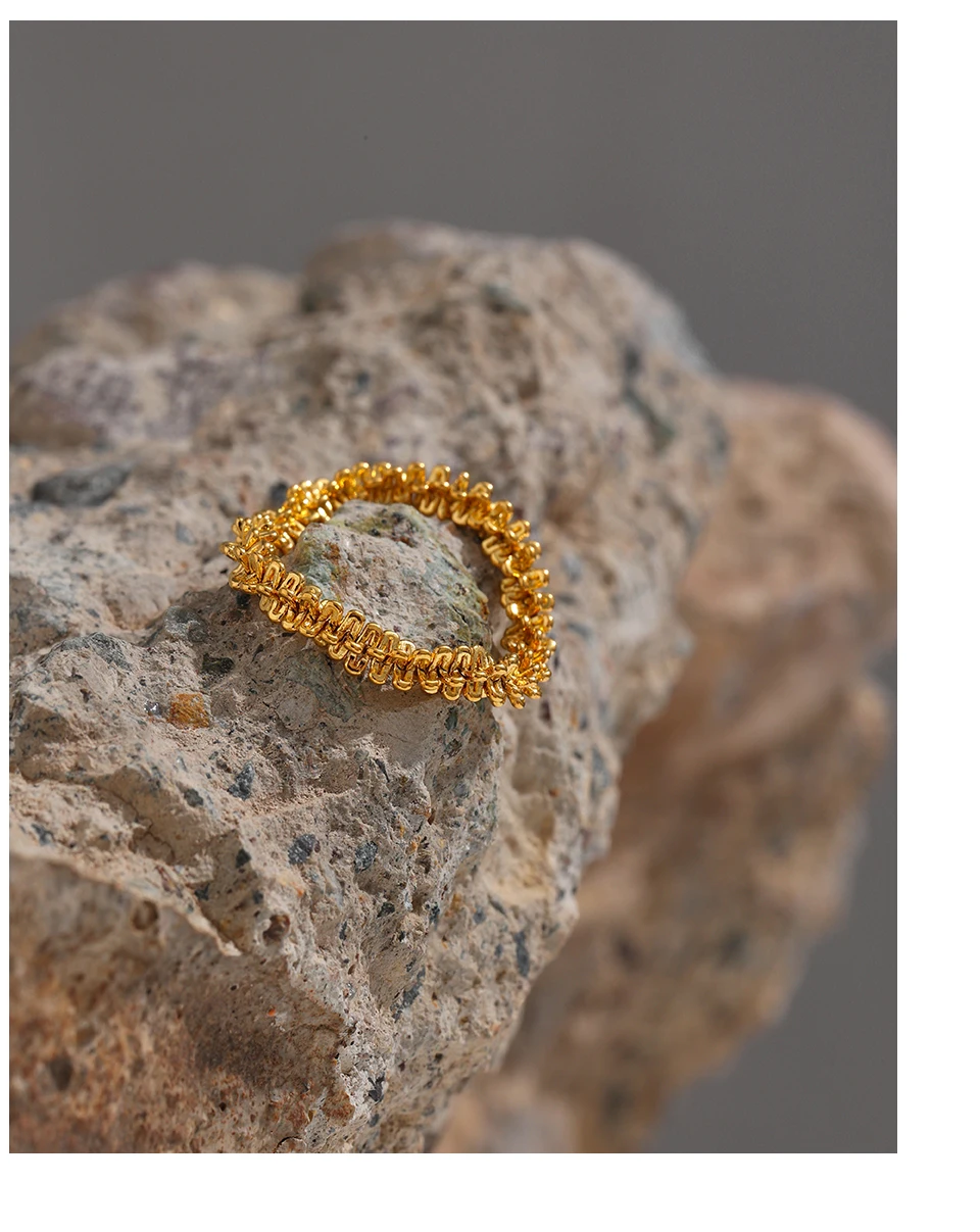 Yhpup Stainless Steel Twist Finger Ring for Women High Quality Metal Gold 18 K Plated Round Bijoux Femme Accessories