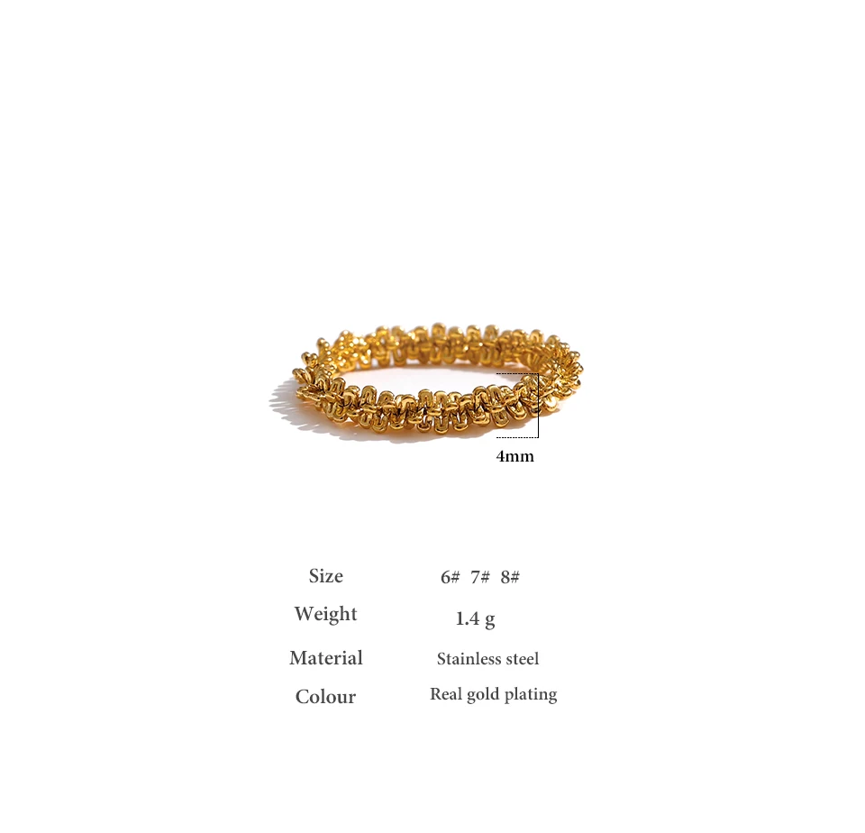 Yhpup Stainless Steel Twist Finger Ring for Women High Quality Metal Gold 18 K Plated Round Bijoux Femme Accessories