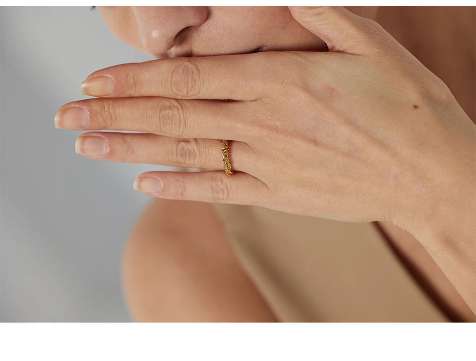 Yhpup Stainless Steel Twist Finger Ring for Women High Quality Metal Gold 18 K Plated Round Bijoux Femme Accessories