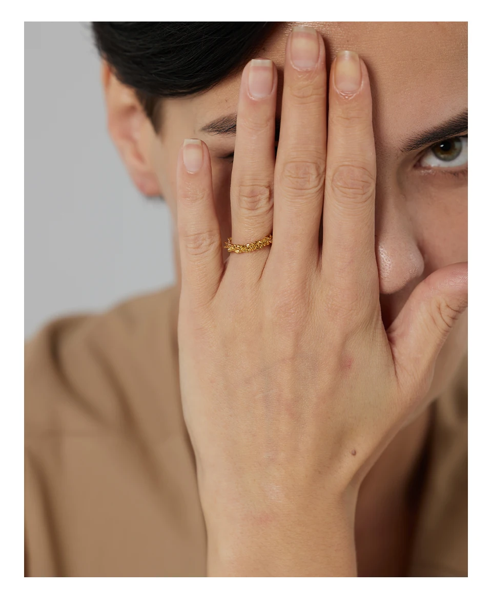 Yhpup Stainless Steel Twist Finger Ring for Women High Quality Metal Gold 18 K Plated Round Bijoux Femme Accessories