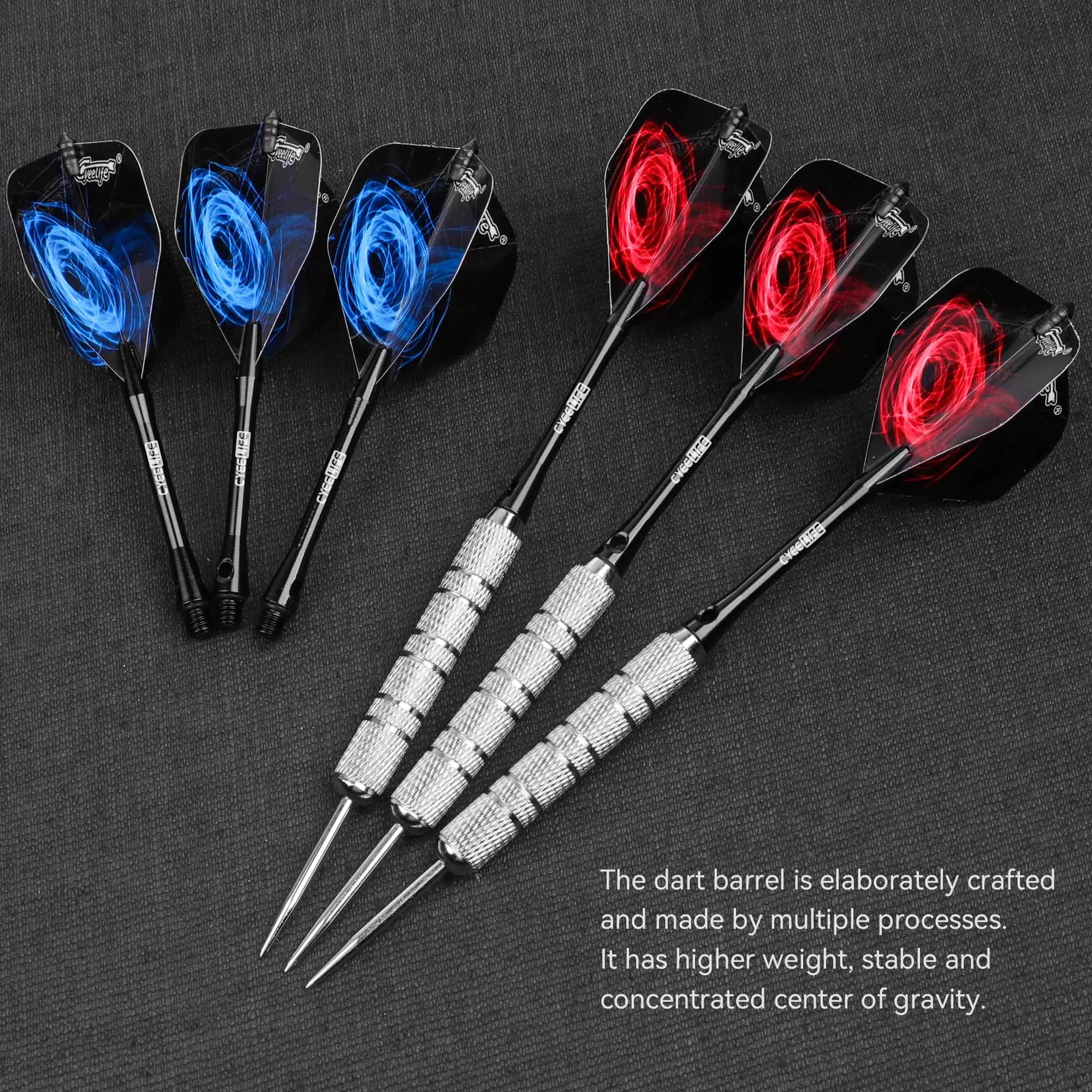 CyeeLife 18/20/22/28g Darts Steel Pet tail, aluminum rod, 50pcs rubber ring, 3pcs tail protector, grindstone, 12PCS/set