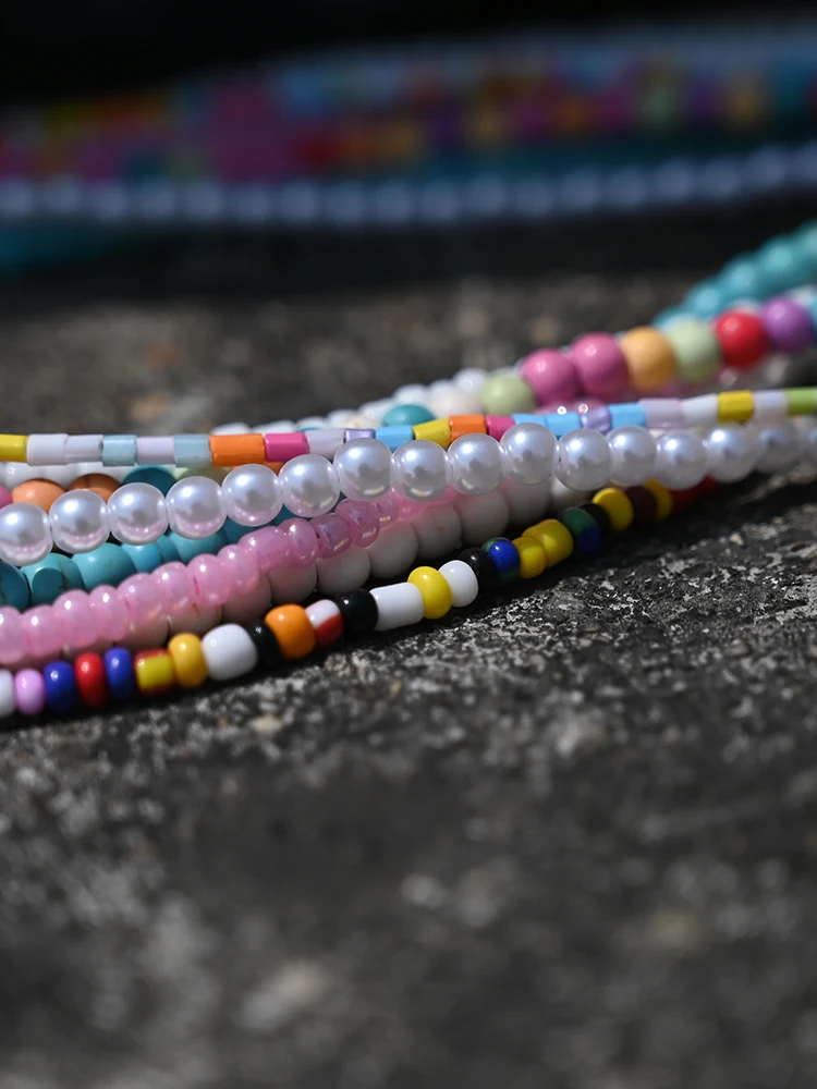 Bohemia Beaded Choker Necklace for Women Initial 26 Letters Pendant Chain Necklace Fashion Shell Pearl Jewelry Boho Accessories