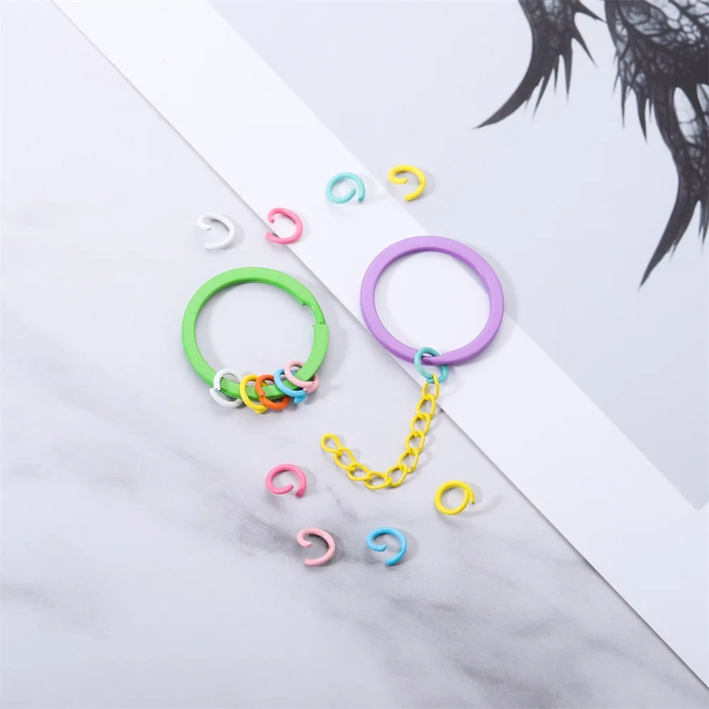 100Pcs/Lot 1.2x8mm Colorful Metal Jump Rings Split Ring Connector For DIY Jewelry Finding Making Accessories Wholesale Supplies