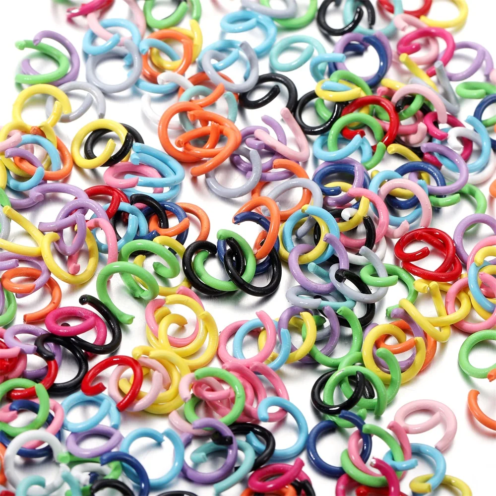 100Pcs/Lot 1.2x8mm Colorful Metal Jump Rings Split Ring Connector For DIY Jewelry Finding Making Accessories Wholesale Supplies