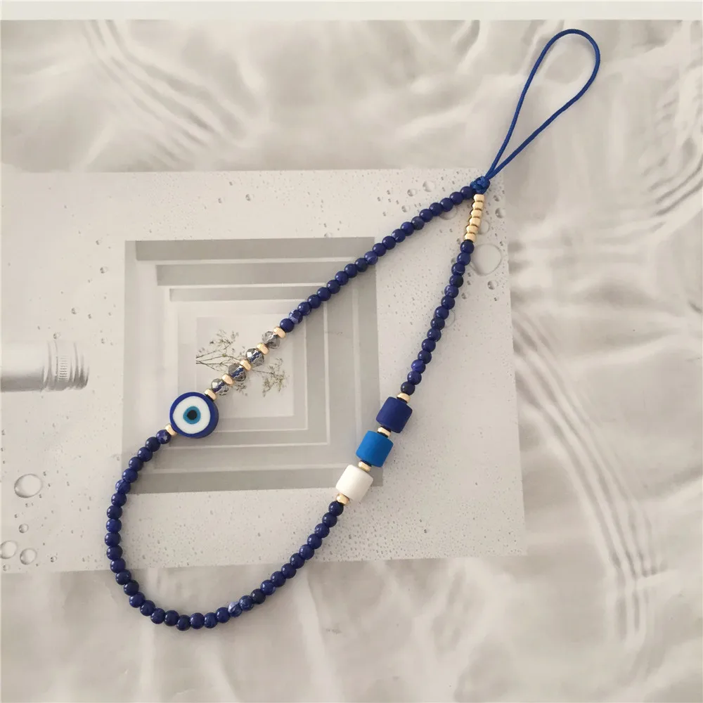 Cell Phone Chains Beaded Mobile Strap Boho Style Lanyard Polymer Clay Pearl Chain For Mobile Phone Holder Accessories