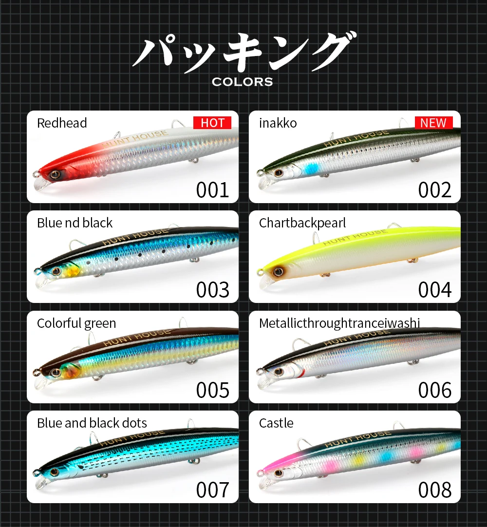 Hunthouse Tungsten Minnow Fishing Lure 135mm 21g Dynamic Balance Casting System Floating Wobblers Bait For Bass Blue Fish LW430