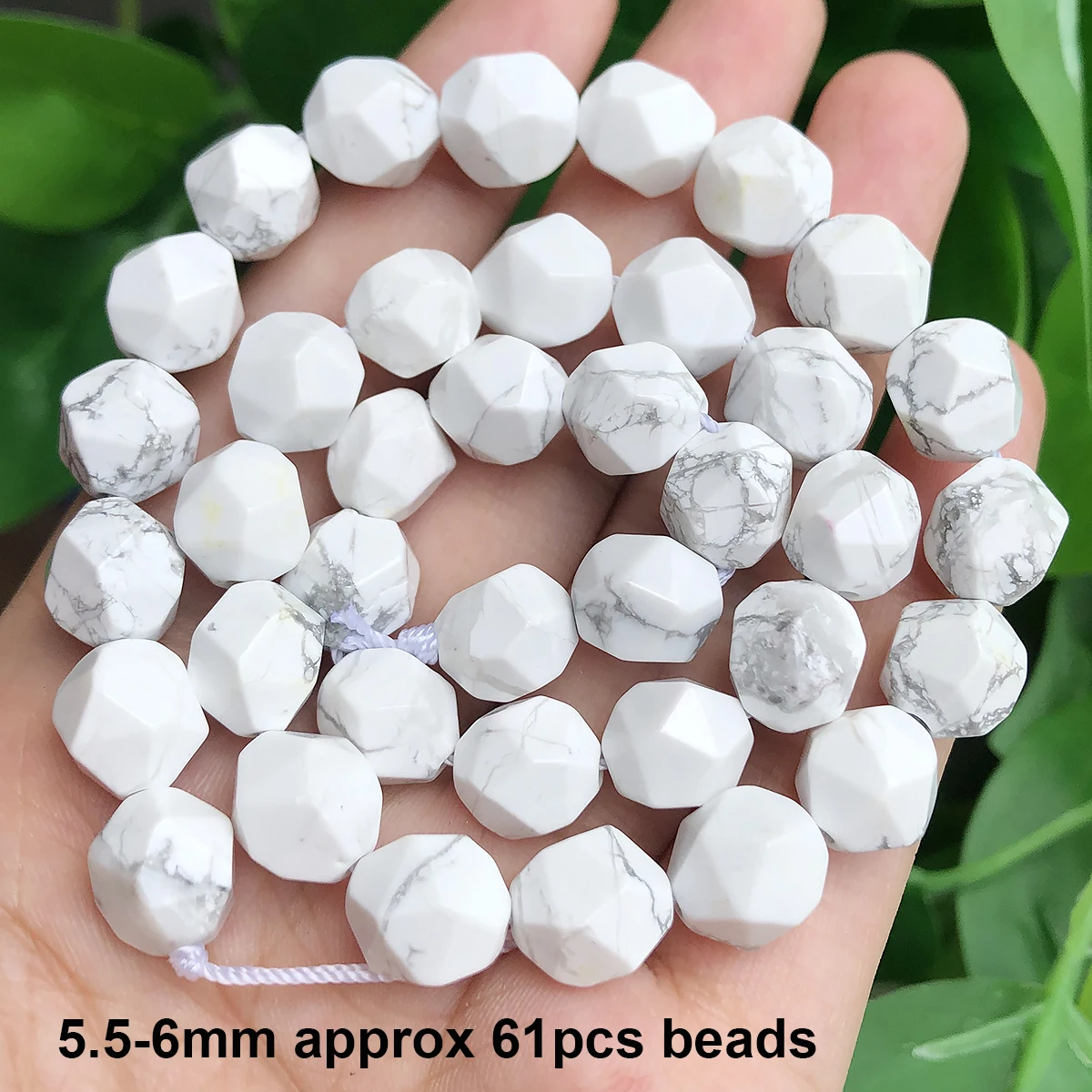 Natural Stones Matte White Howlite Turquoises Beads Tube Faceted Round Loose Seed Beads for Jewelry Making DIY Handmade Bracelet