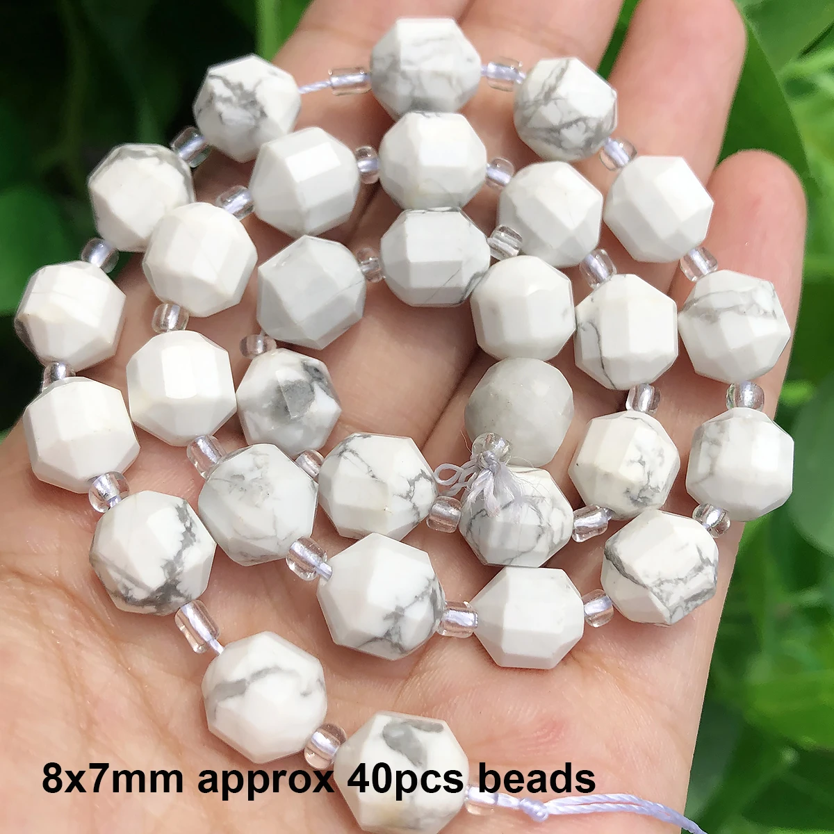 Natural Stones Matte White Howlite Turquoises Beads Tube Faceted Round Loose Seed Beads for Jewelry Making DIY Handmade Bracelet