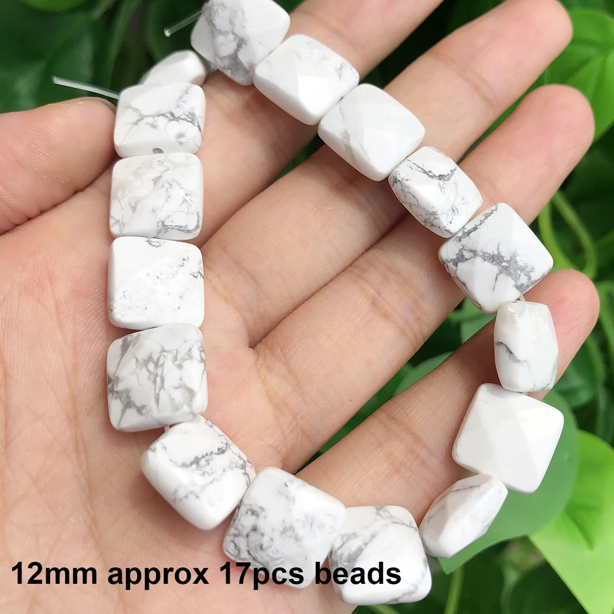 Natural Stones Matte White Howlite Turquoises Beads Tube Faceted Round Loose Seed Beads for Jewelry Making DIY Handmade Bracelet