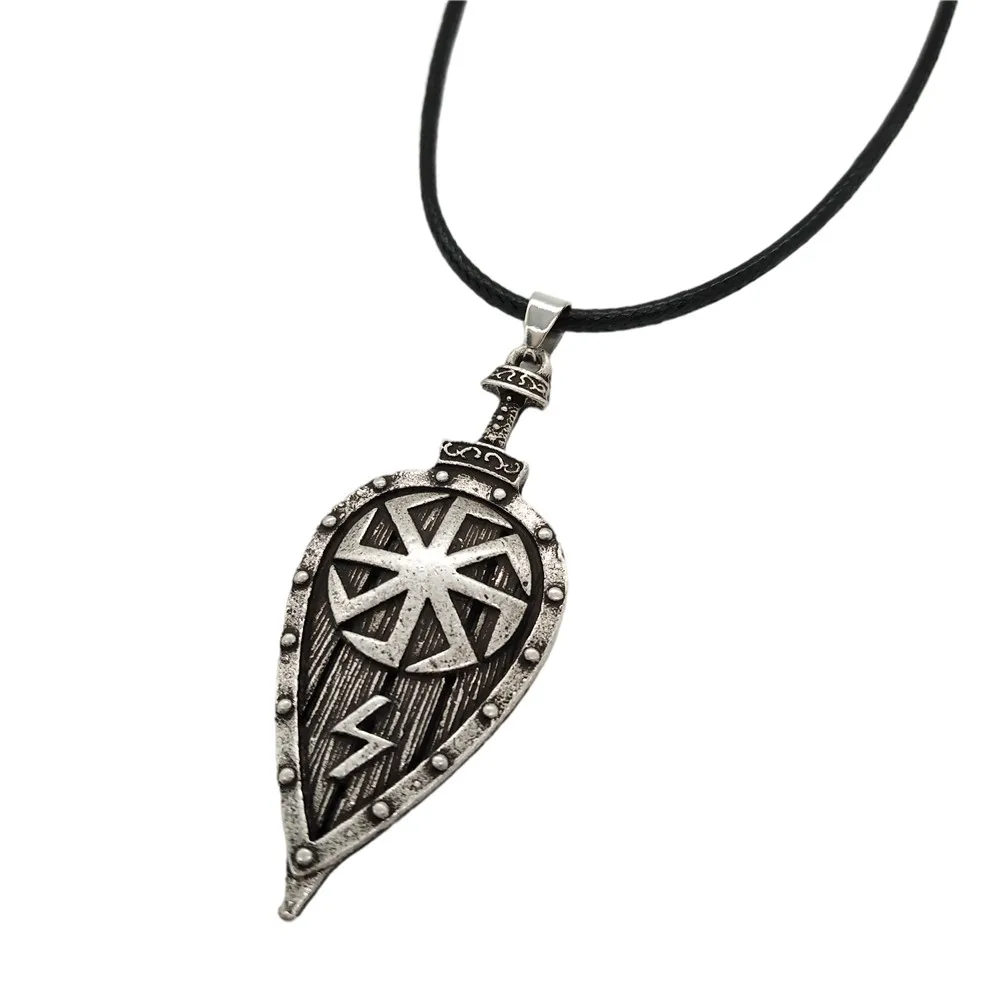 Slavic Kolovrat Sword Shield Odin Raven Axe Amulet Pendant Viking Talisman Runes Jewelery Necklace For Men Women