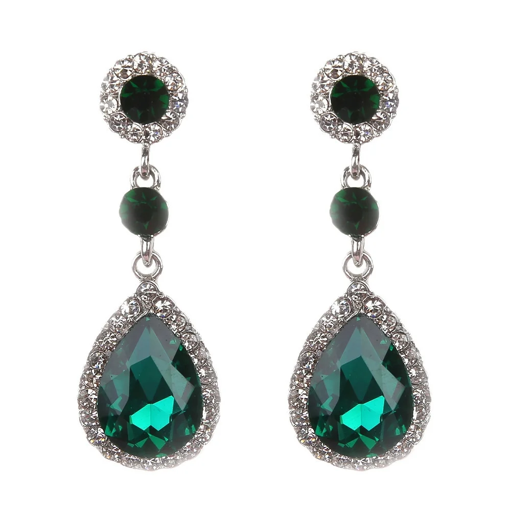 Hot Sale Water Droplets Dangle Earrings for Women Elegant CZ Crystal Shining Long Hanging Ear Fashion Wedding Party Jewelry