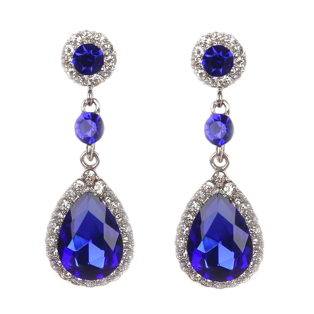 Hot Sale Water Droplets Dangle Earrings for Women Elegant CZ Crystal Shining Long Hanging Ear Fashion Wedding Party Jewelry