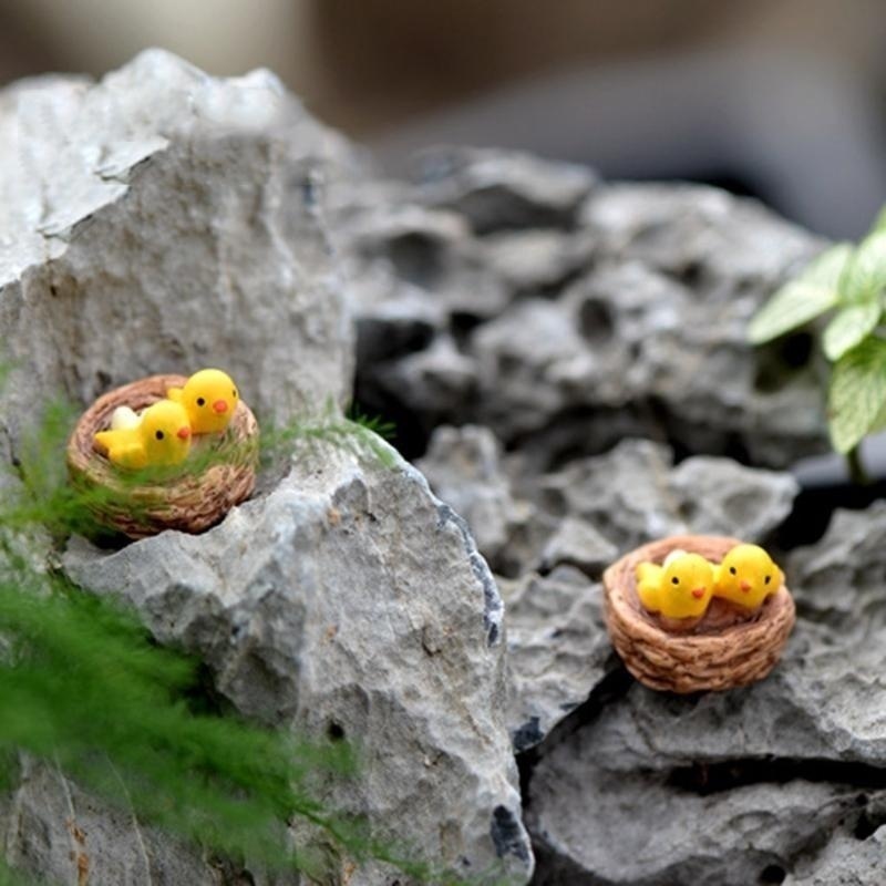 DIY Mini Nest with Birds Fairy Garden Miniatures Gnomes Moss Terrariums Resin Crafts Figurines