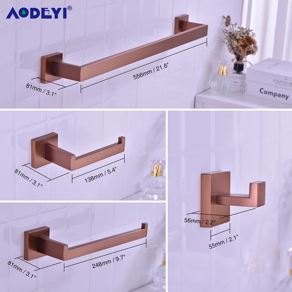 Bathroom Accessories Toilet Paper Holder Brushed Rose Gold Towel Hooks Stainless Steel Bedroom Wall Mount Bath Hardware Sets